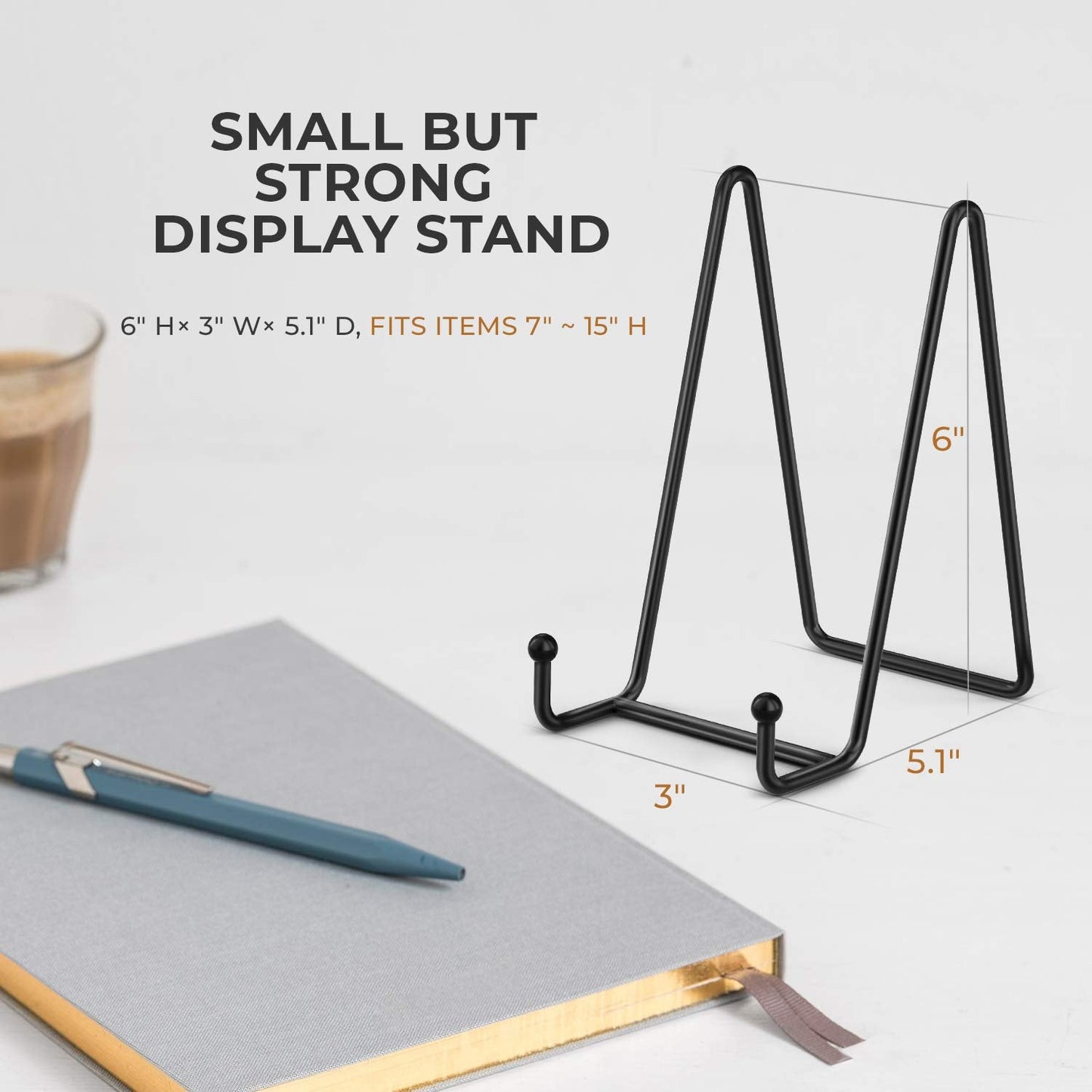 TR-LIFE Plate Stands for Display - 6 Inch Stand + Metal Frame holder stand Picture, Decorative Plate, Book, Photo Easel (2 Pack)