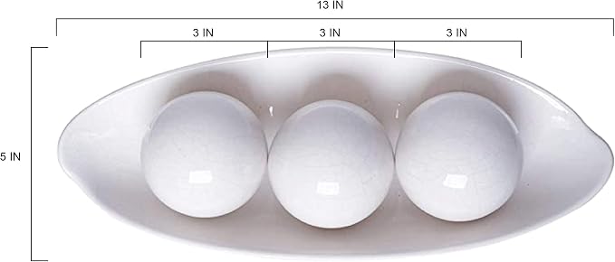 Hosley Decorative Bowl and Orb Set. Ideal GIFT for Weddings Special Occasions and for Decorative Centerpiece in Your Living Dining Room O3 (Crackle Ivory)