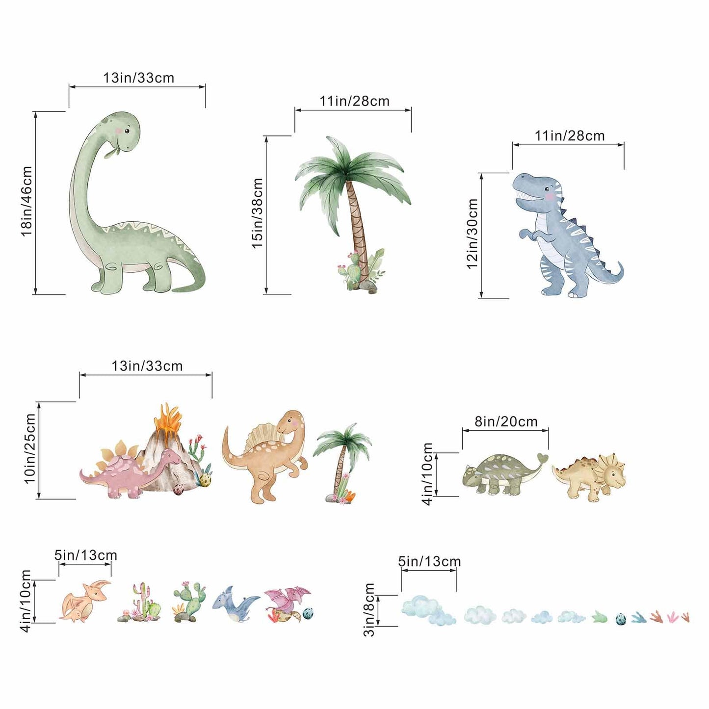 Dinosaur Wall Stickers for Boys Room: Peel and Stick Dino Wall Decals - Baby Nursery Bedroom - Children Supplies Ages 1-12 Years Wall Decor Art