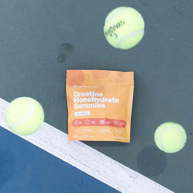 Creatine Gummies 5g Monohydrate + Taurine & B12 - Sugar-Free, Vegan, Gluten-Free - Citrus Mango - 120 Count (30 Servings) for Strength, Energy & Focus