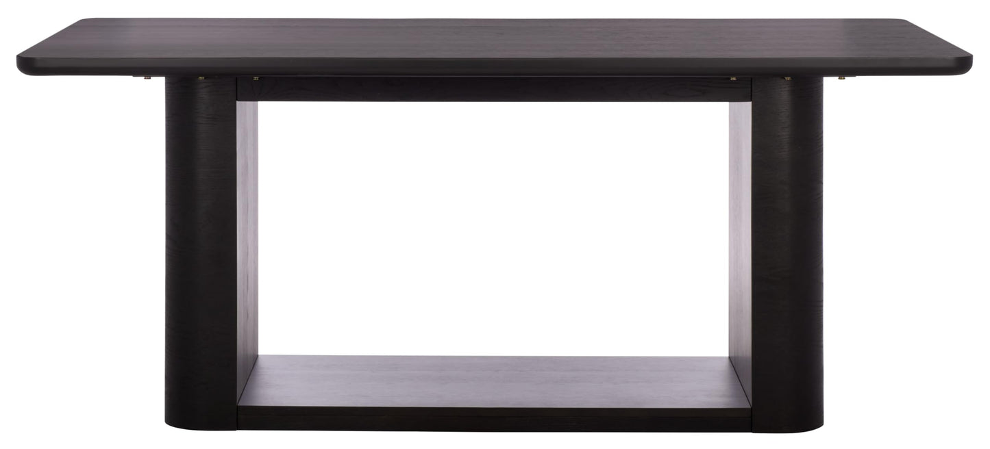 SAFAVIEH Home Collection - Howard Black Oak Wood Dining Table, Modern Rectangle Pedestal Base, Contemporary Design (SFV7250B)
