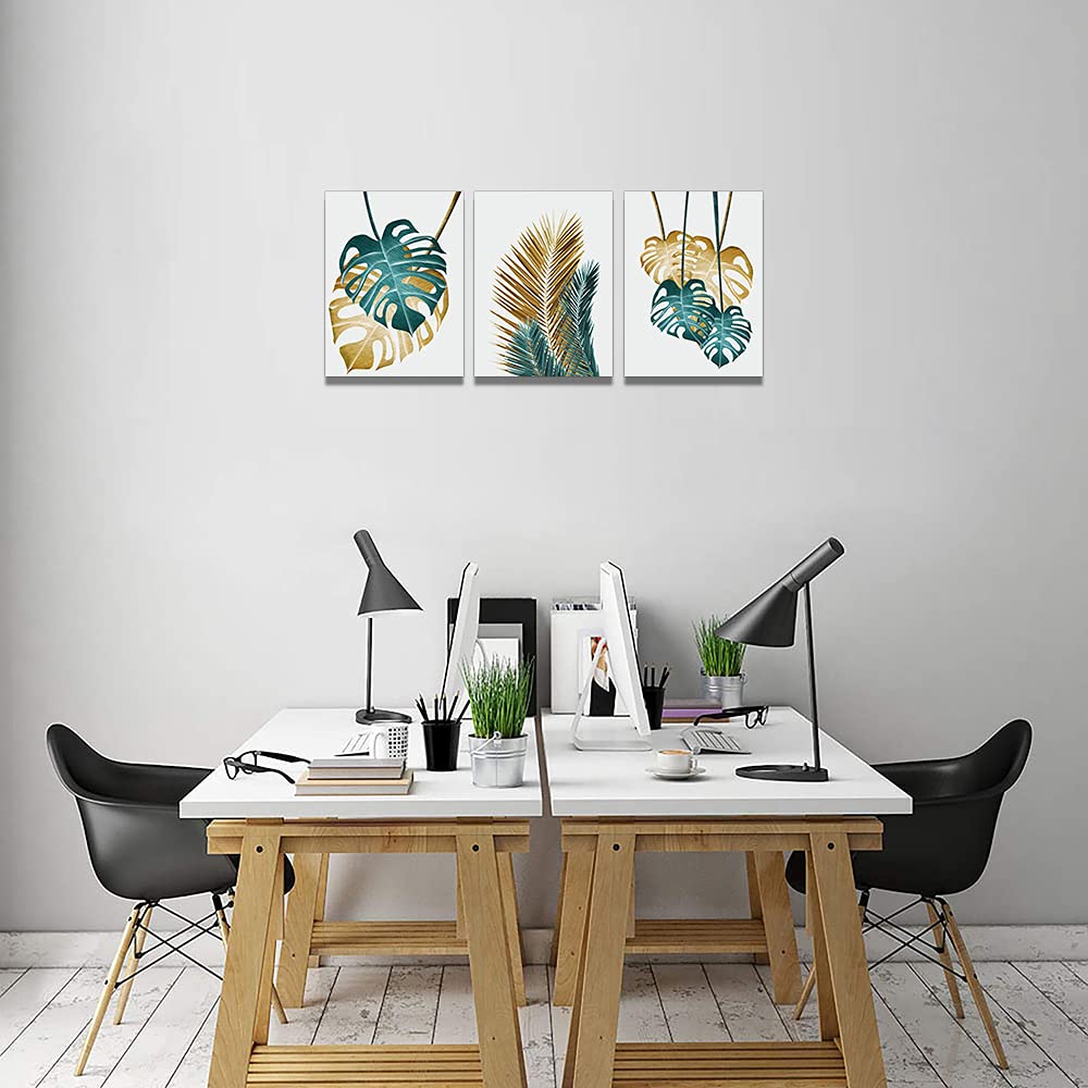 Canvas Wall Art For Living Room Family Wall Decoration For Bedroom Kitchen Dining Room Wall Decor Abstract Painting Leaves Wall Pictures Artwork Office Canvas Art Prints Bathroom Home Decor 3 Piece