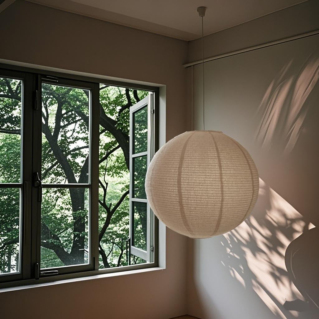 oetmilc Large Hanging Lamp shade 20INCH Round Linen Pendant Lamp shade Can replace paper lanterns Hanging Lantern Handmade Minimalist Decorations Suitable for Living room, Hallway Bedroom, and kitchen