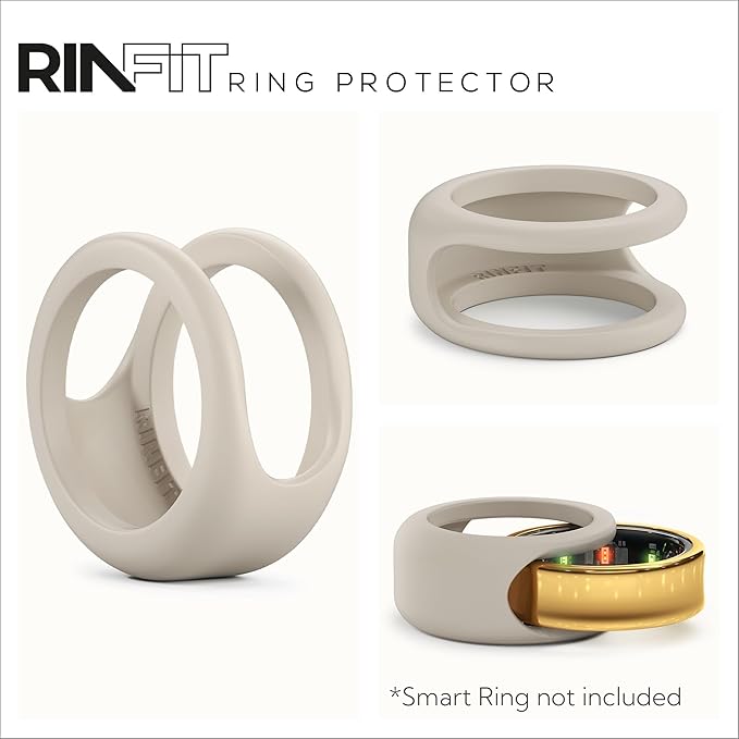 Rinfit Smart Ring Protector - Silicone Ring Enhancer for Active Lifestyle and Gym - StyleFit U.S. Design Patent - Stone, Size 6