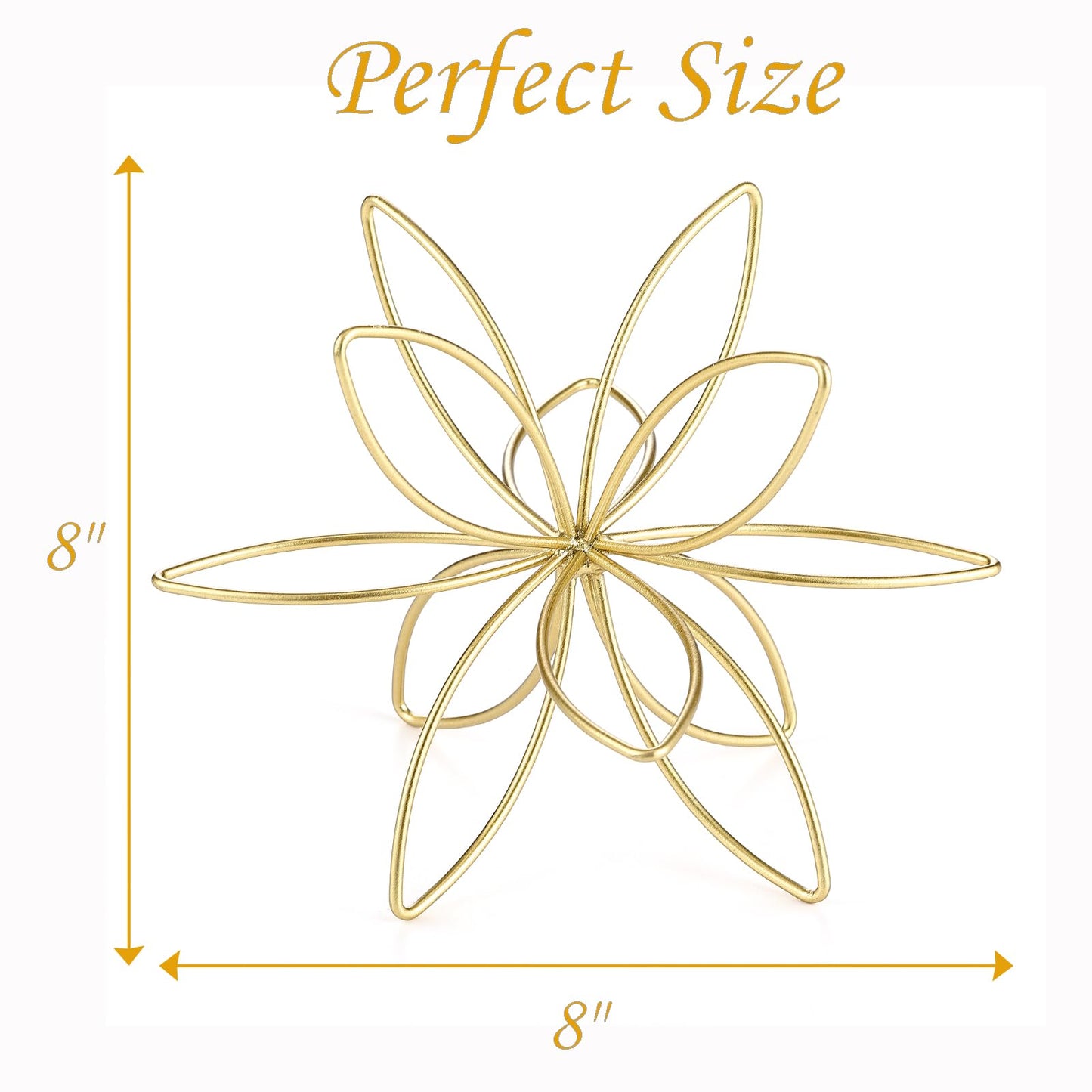 MOCOME 8" Gold Decorative Sphere, Metal Floral Tabletop Sculpture, Abstract Tabletop Decorative Ball for Home Metal Sphere Decor