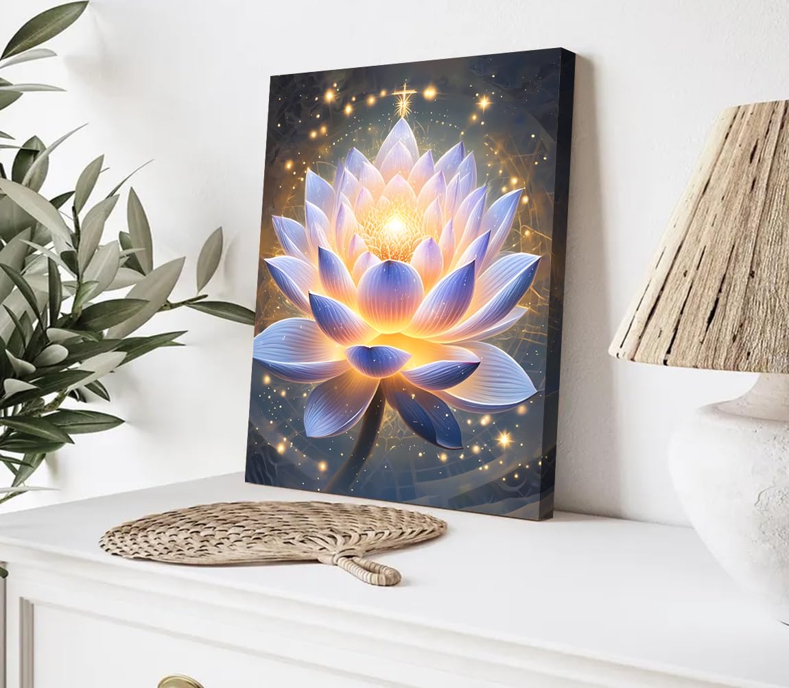 LNLAGBO Framed Spiritual Lotus Flower Wall Art Decor,Zen Office Decor Meditation Poster Spa Room Meditation Wall Decor Pictures for Bathroom Office Yoga Home Decorations(12"X16")