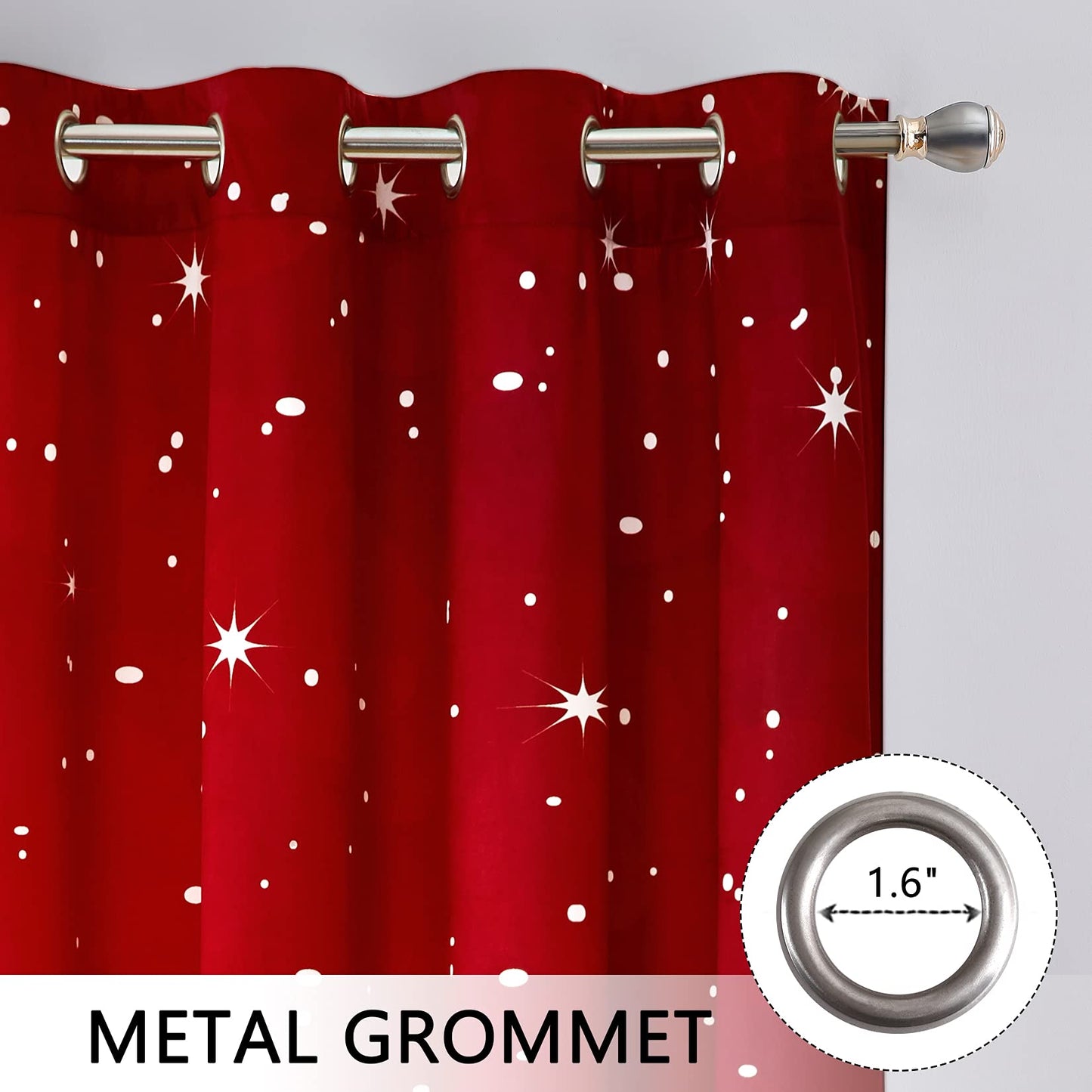 CAROMIO Christmas Curtains for Living Room 2 Panel Sets, Red Velvet Window Curtains 84 Inches Long, Floral Snowflake Decoration Curtain, Thermal Insulated Room Darkening Curtain, 52 x 84 Inches
