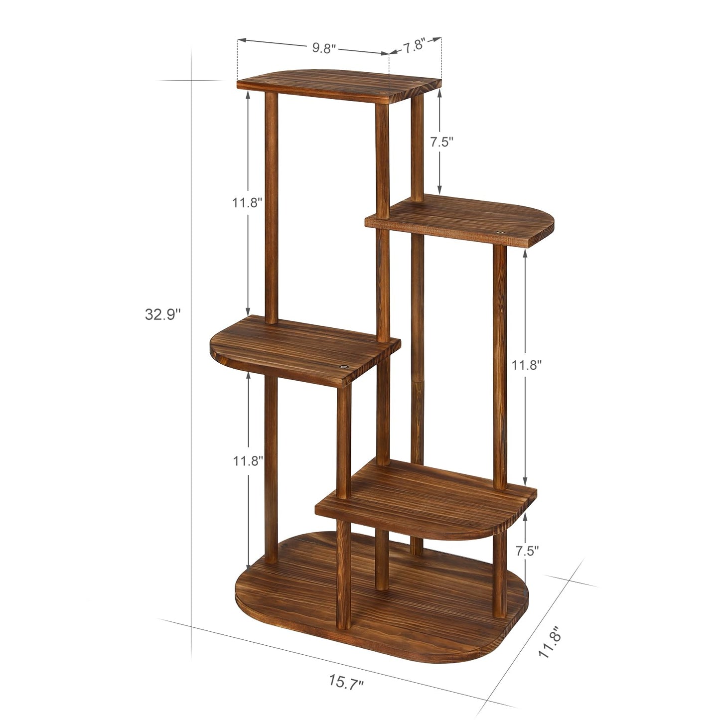 Jotsport 5 Tier Wood Plant Stand for Multiple Plants Indoor Plant Shelf Multi-Tier Flower Pot Holder Corner Display Rack