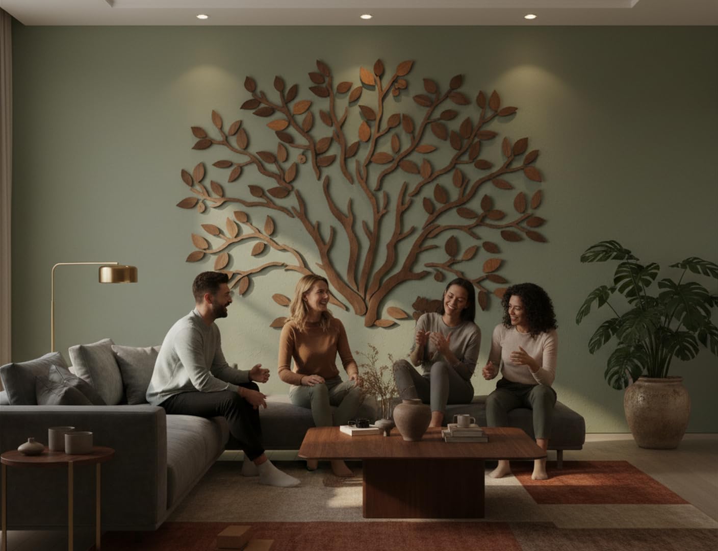 Handmade Solid Wood Oak Tree Wall Art – Environmentally Friendly Natural Wood, Artisan Carved DIY Wall Decor for Living Room, Bedroom, Yoga Room, Reading Nooks, Office, 79"Wide x 59"High