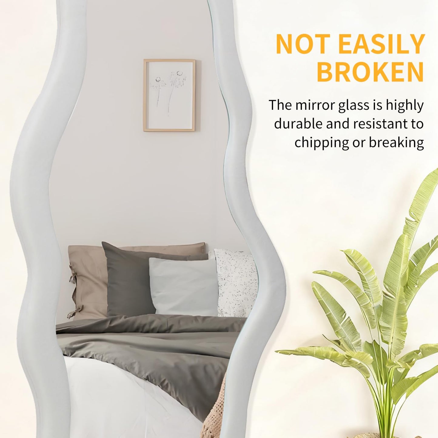 BST FURNH Small Cloud Mirror - Unique 44x21 Inch Full Length Wall Mounted Tall Mirror for Bedroom, Bathroom, Living Room