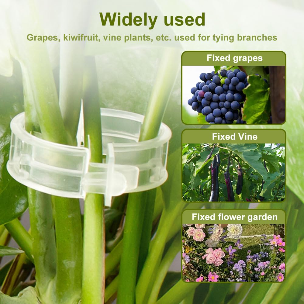 Plant Support Clips - Reusable Garden and Secured Plastic Clips for Tomato Support, String Trellis, Climbing Plants, Outdoor Indoor Flowers, Stem and Vine Fixing (300, Black)