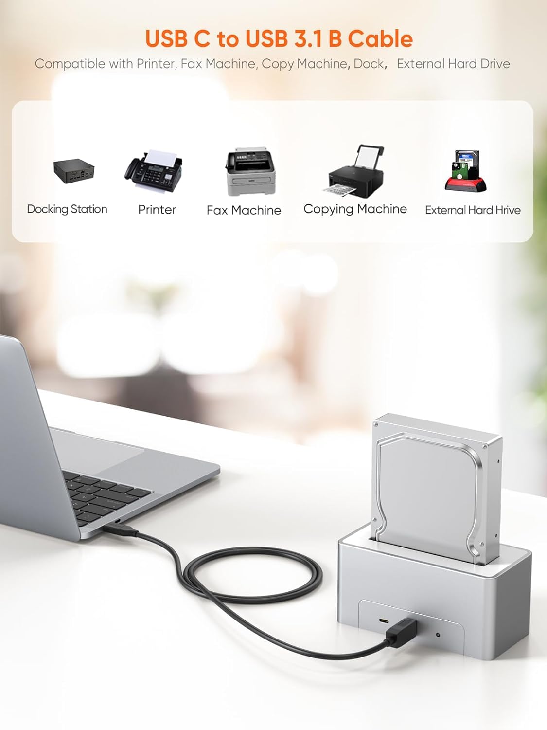 3.1 3FT, 10Gbps 3 Black,1M CableCreation USB C to USB B Cable USB Type B to USB C Cable for Thunderbolt Host MacBook