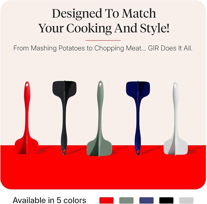 GIR: Get It Right Premium Silicone Quad Meat Chopper - 4 Blade Design - Kitchen Tools Meat Smasher for Ground beef, Potato Mash and Hamburger - Ultimate - 12 IN, Red