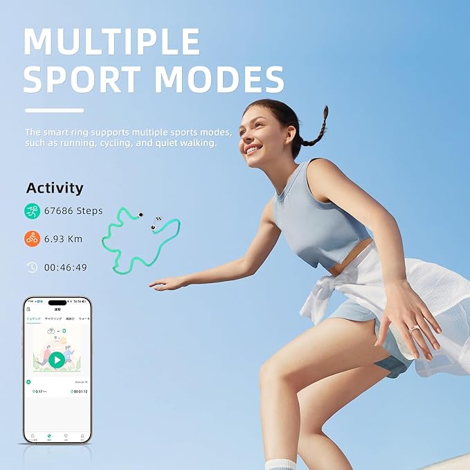 Smart Ring Health Tracker, for men and women, equipped with heart rate monitor, sleep tracker, 8 exercise modes, step counter, 5-7 days battery life, no subscription fee, IP68 waterproof R18 (7)