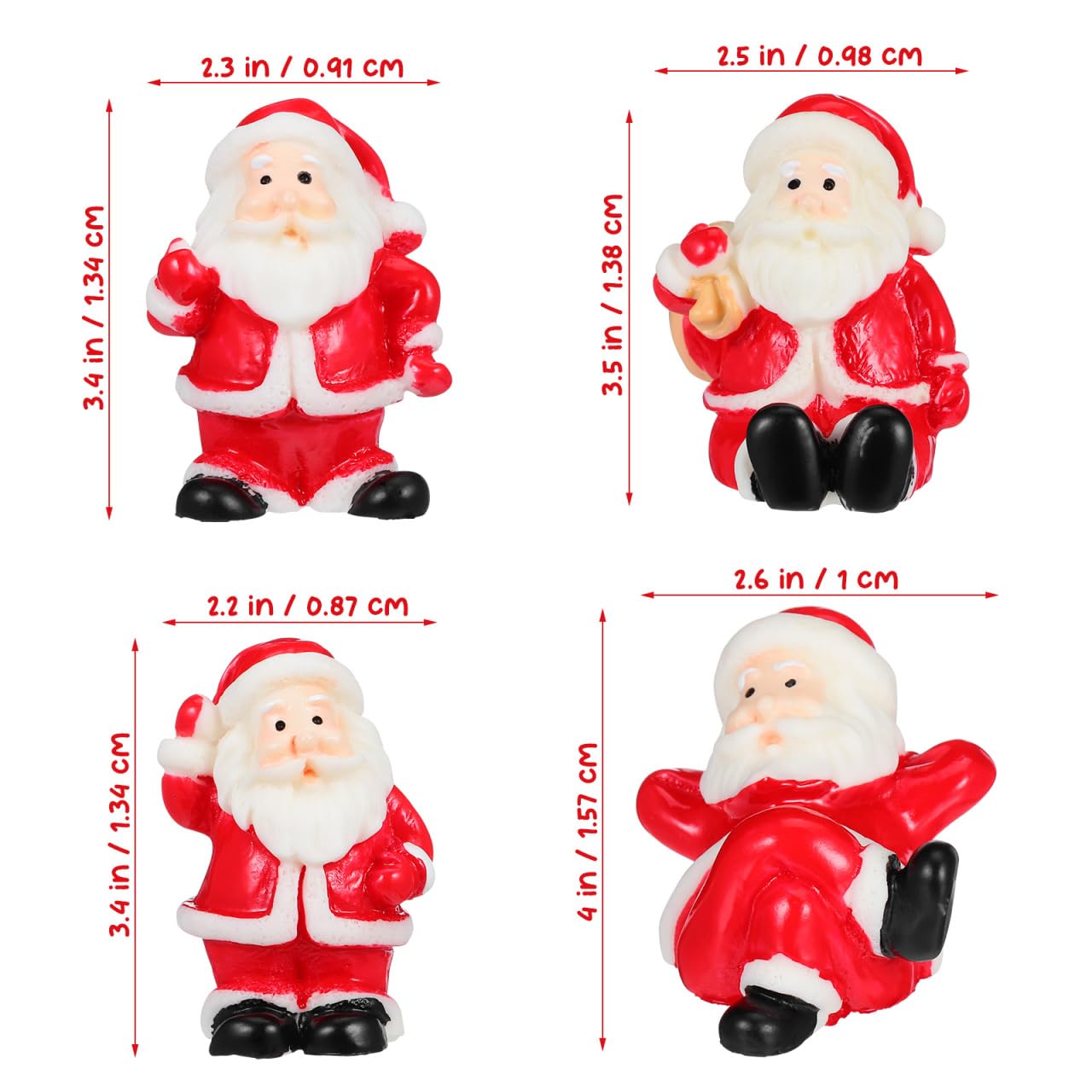 ARTIBETTER 36 Pcs Santa Claus Ornament Santa Claus Statue Christmas Decor Mini Figurine Christmas Miniature Figurines Mini for Crafts Sculpture Craft Miniatures Resin Red