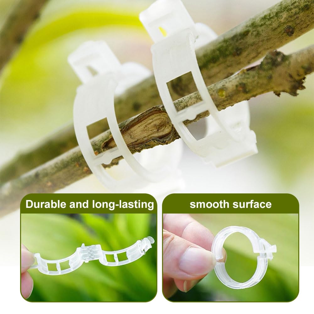 Thickened Plant Fixing Clip 100Pcs, 2025 Summer New Tomato Grape Vine Vegetables Plant Fixing Clips, Upgrade Plant Support Clips Reusable Garden Clips Secured Plastic Plant Clip (50, White)