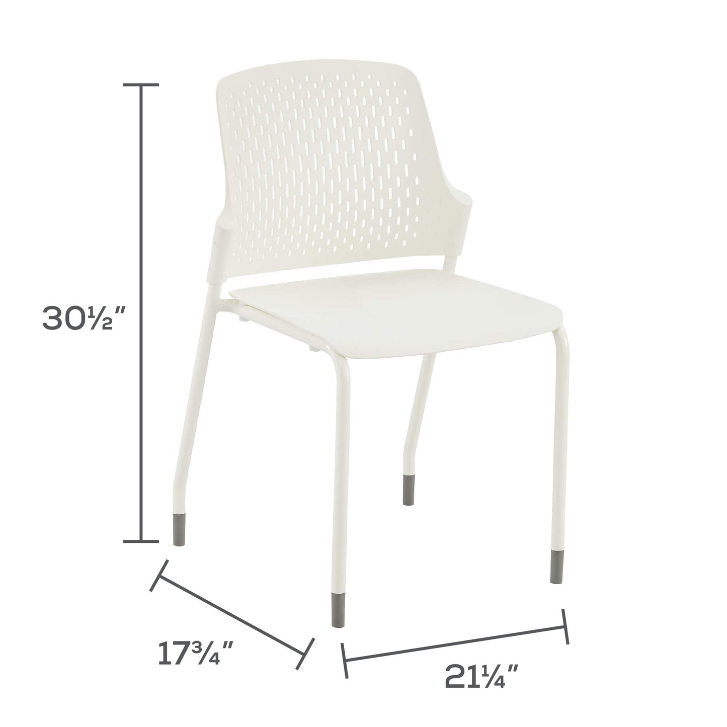 Safco Products Next Stacking Chairs, (Qty. 4), White, 20.1" D x 19.75" W x 32.25" H