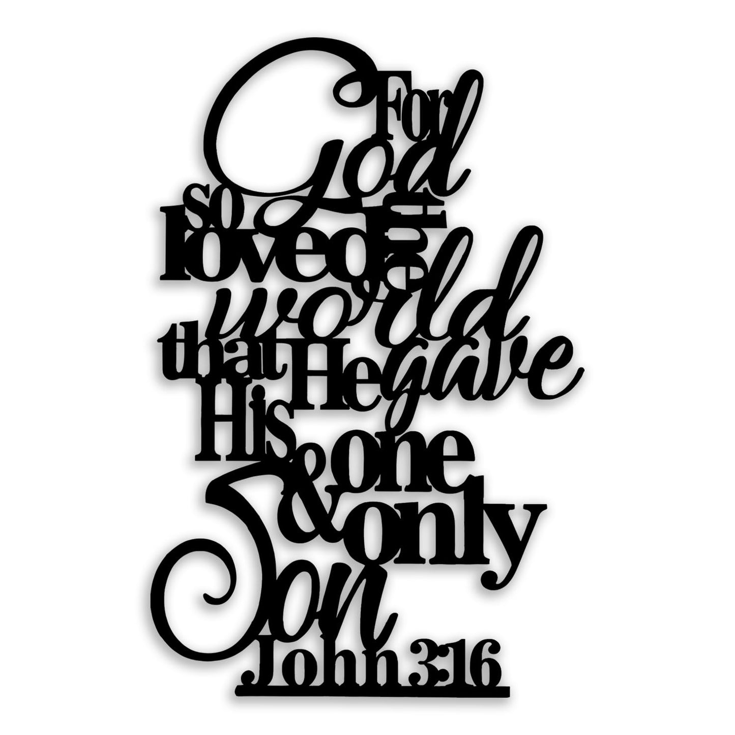OPTYBVFD John 3 16 Metal Wall Decor - Motivational Inspirational Room Decor Christian Scripture Wall Art Home Decor for Living Room, Bedroom, Dining Room, Bathroom, Office (Black)