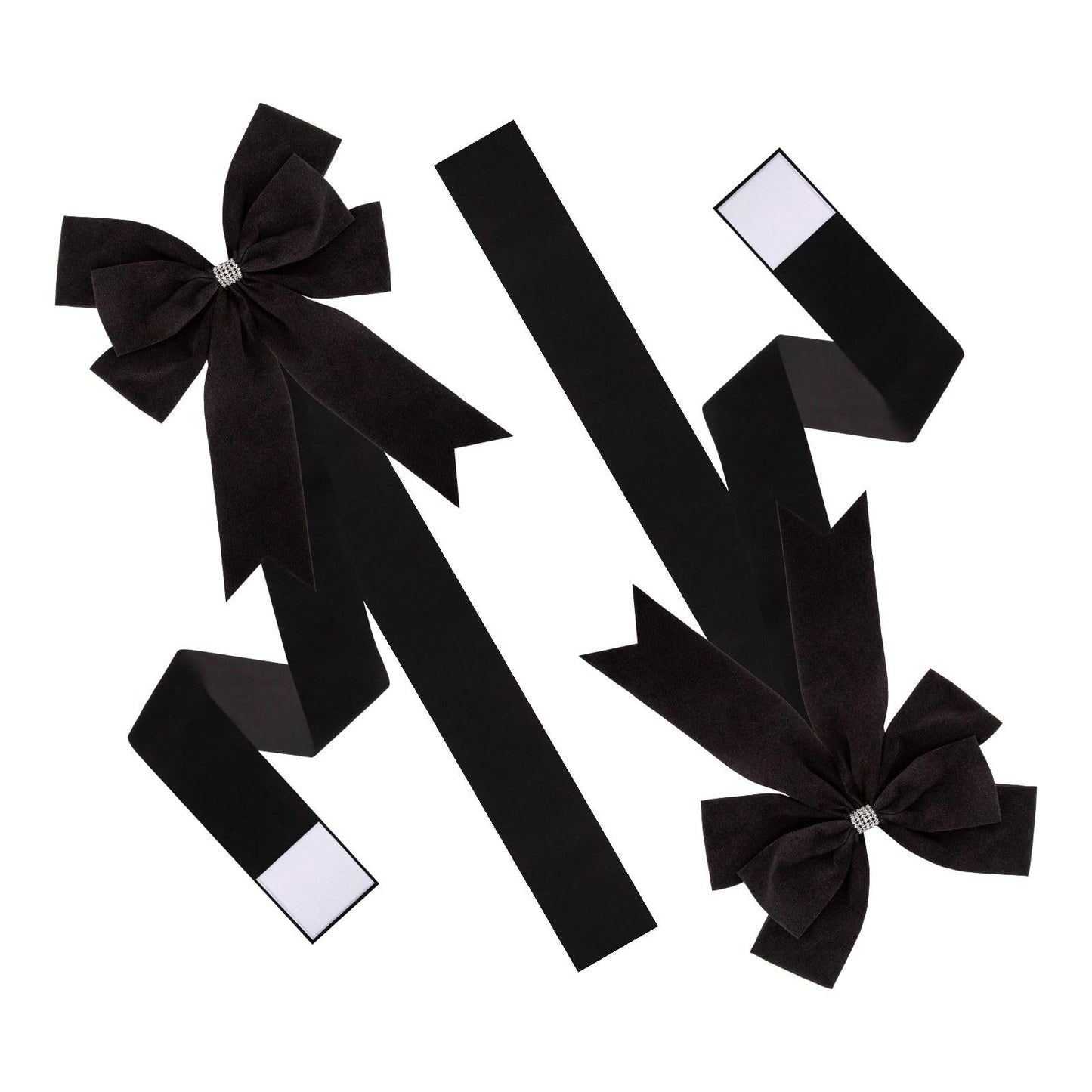 Meseey 6 Pieces Cabinet Bows Large Black Velvet Ribbons Cabinet Door Bows for Thanksgiving Fall Haloween Christmas Party (Black)