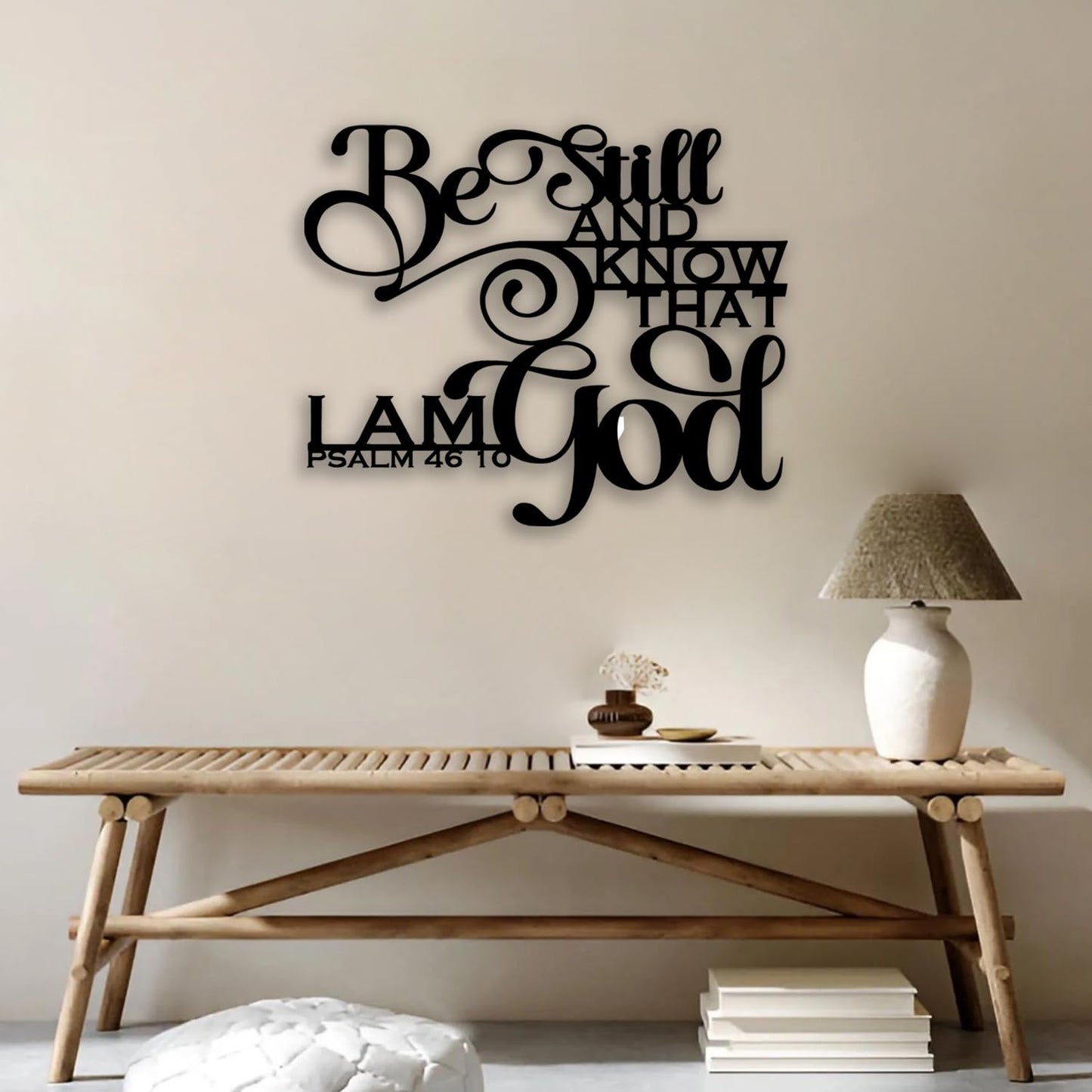 PSALM 46 10 Metal Wall Decor - Christian Room Decor Scripture Inspirational Wall Art Home Decor for Living Room, Bedroom, Dining Room, Bathroom, Office (Black)