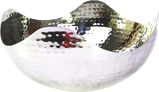 Hosley 10" Long Silver Finish Metal Bowl Modern Elegance for Serving and Decor Contemporary Accent for Stylish Homes Sophisticated