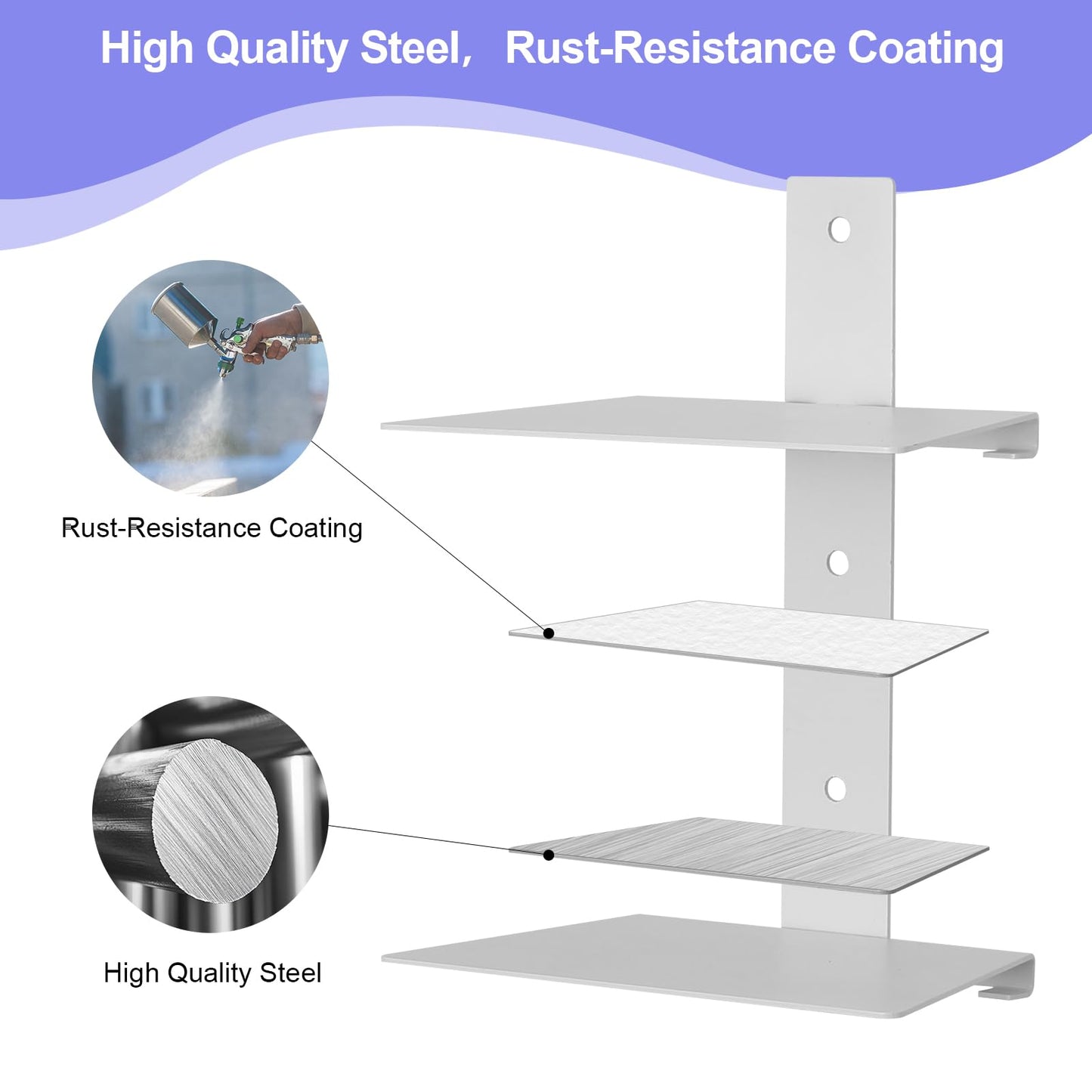 Luckybell 6 Tier Invisible Floating Book Shelves for Wall,Heavy Duty Floating Book Shelves, Metal Book Organizers Vertical Spine Book Tower for Home Office, 3 Pack(White)