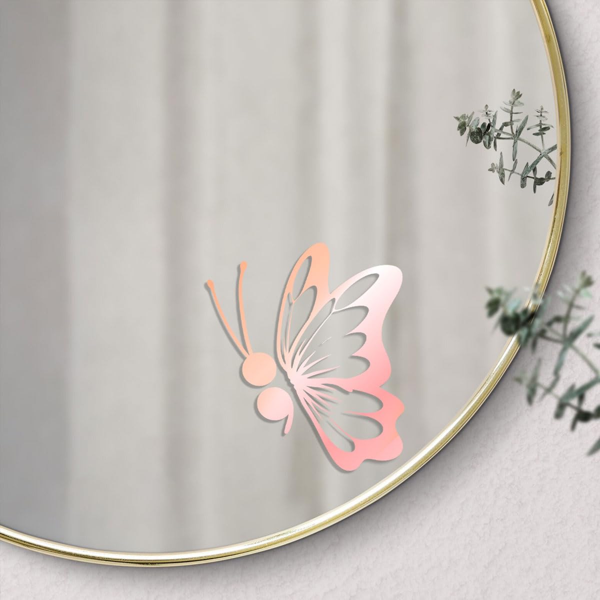 3 Pcs UV DTF Funny Car Decals, Rearview Mirror Window Bumper Decoration, Waterproof Aesthetic Stickers for Cars Trucks SUVs Motorcycles (Semi Colon Butterfly 2 - Holo Rose Gold)