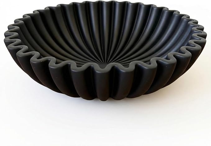 OAKOA Black Decorative Bowl for Home Decor - Modern Fruit Bowl for Kitchen Counter - Black Bowl Decor - Centerpiece Bowl - Organic Modern Decor