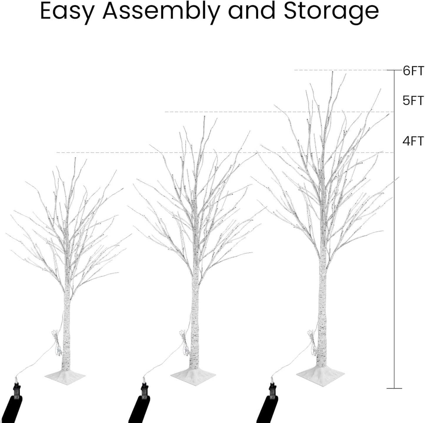 Lamerge Lighted Tree Set of 3,Christmas Tree 4Ft,5Ft and 6Ft with LED Lights, Halloween Decoration,Suit for Festival/Party,Wedding,Birthday,Indoor and Outdoor Use,Warm White (LBT3-WW)