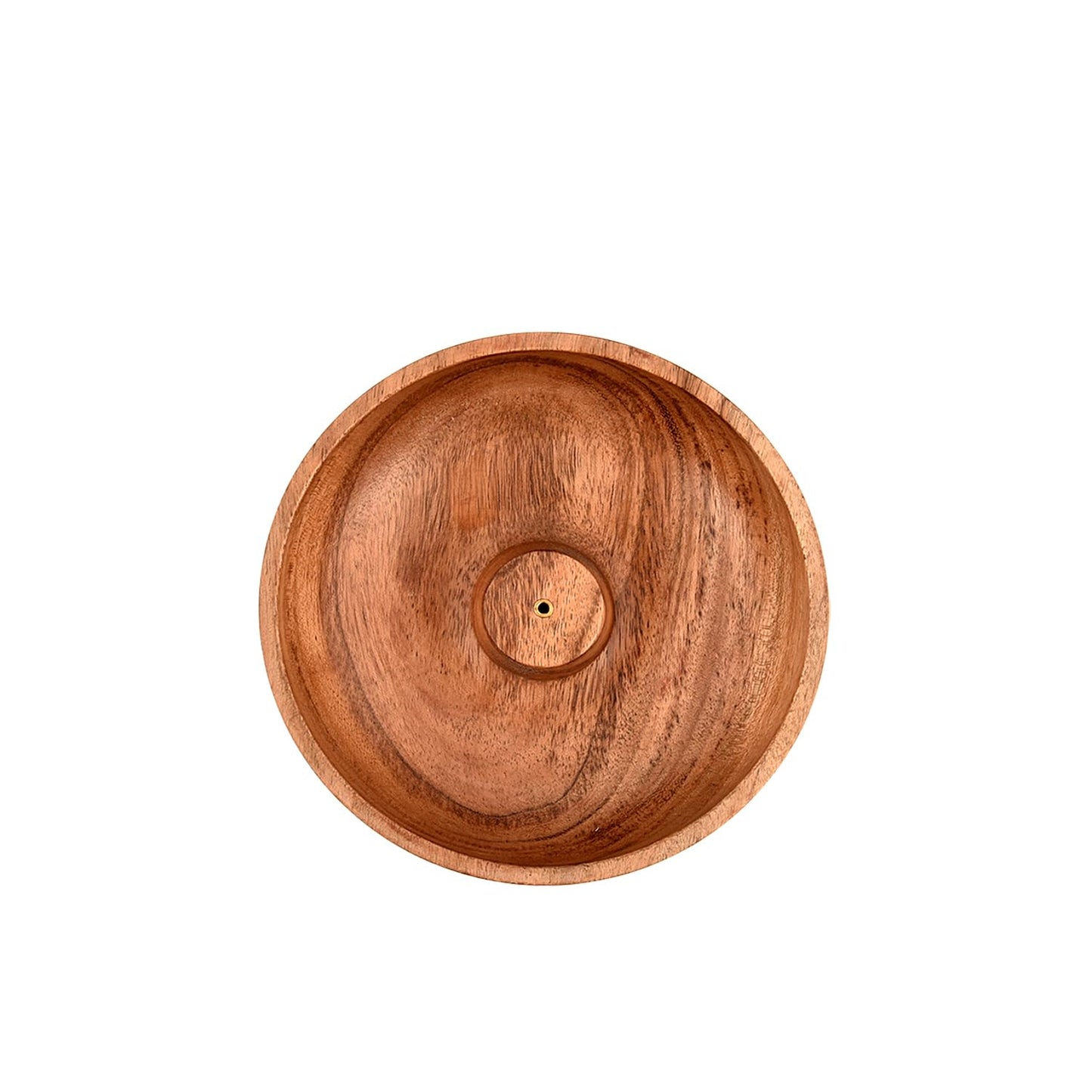 Samhita Acacia Wood Round Incense Stick Holder,Incense Burner, Ash Cather and Aromatherapy Ornament Home Décor (5" x 5" x 1.5")