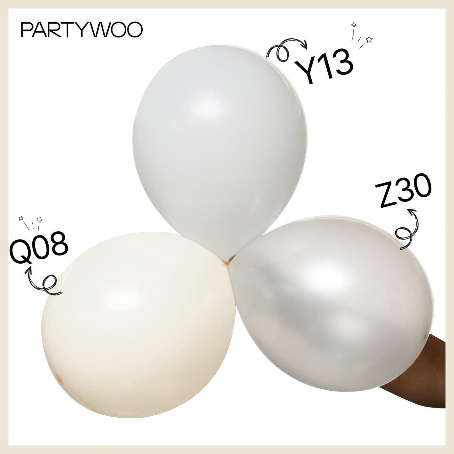PartyWoo Beige Balloons 155pcs Different Sizes of 18 12 10 5 Inch Cream Ivory Balloon Arch Kit Garland for Wedding Bridal Graduation Baby Shower Easter Birthday Tea Boho Party Decorations White-Q08