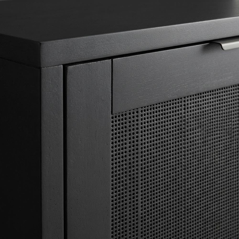 Furnifact Gray Record Player Cabinet with Vinyl Storage, Durable Wood, Stylish Design, Compact, Functional for Entertainment Centers