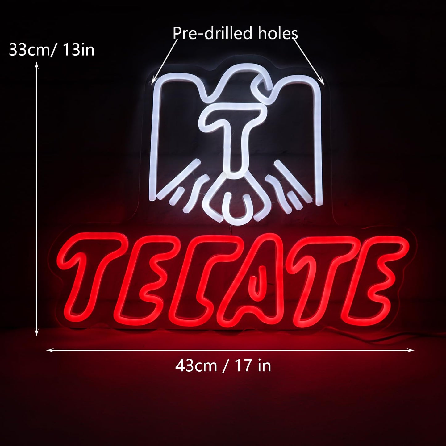 Cerveiza Neon Sign - Ttecate Eagle Beer LED Bar Light, Handcrafted Pub Wall Decor for Man Cave, Tavern & Game Room - Cool Nightlight for Windows, Parties & Mexican-Themed Decor - Gift for Beer Lovers