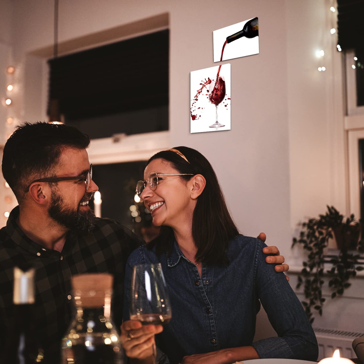 Pinetree Art Wine Wall Decor for Kitchen Modern Kitchen Wall Art Dinning Room Wall Decor 2 Panels Wine Canvas Art for Home Kitchen Decoration (wine a bit)
