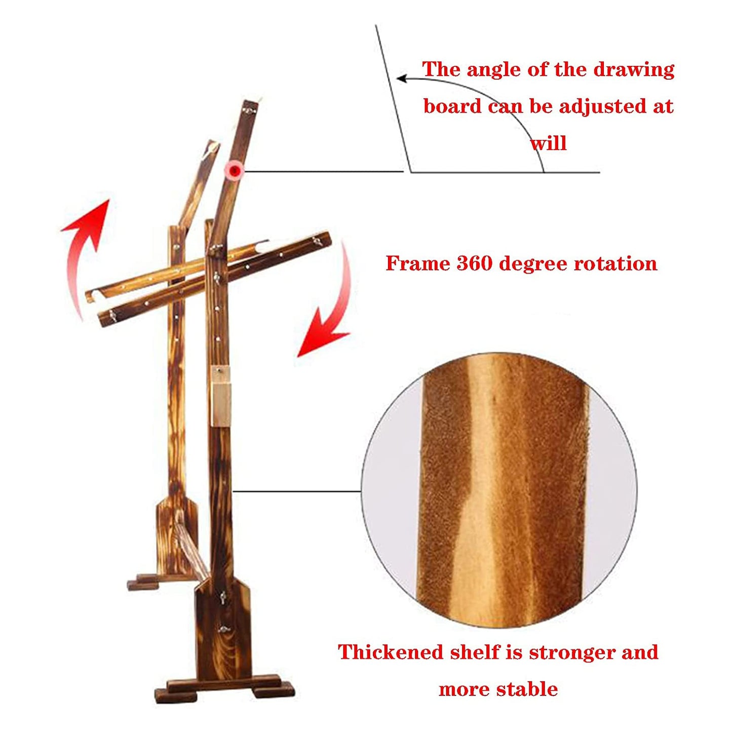 ELUKHT Cross Stitch Frame Stand, Wooden Adjustable Tapestry Frame Embroidery Stand, Frame 360° Rotation, with Wide Base Design, for Sewing Needlework Arts Crafts Embroidery Project