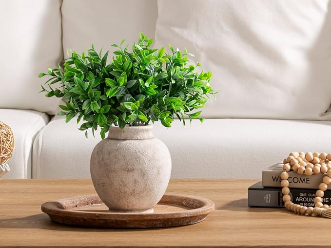 Ceramic Flower Vase, Rustic Farmhouse Decorative Vase Pottery Pampas Grass Vases for Home Decor Table Living Room Entryway Mantel Bookshelf Bedroom Bathroom Kitchen - 6.7" D