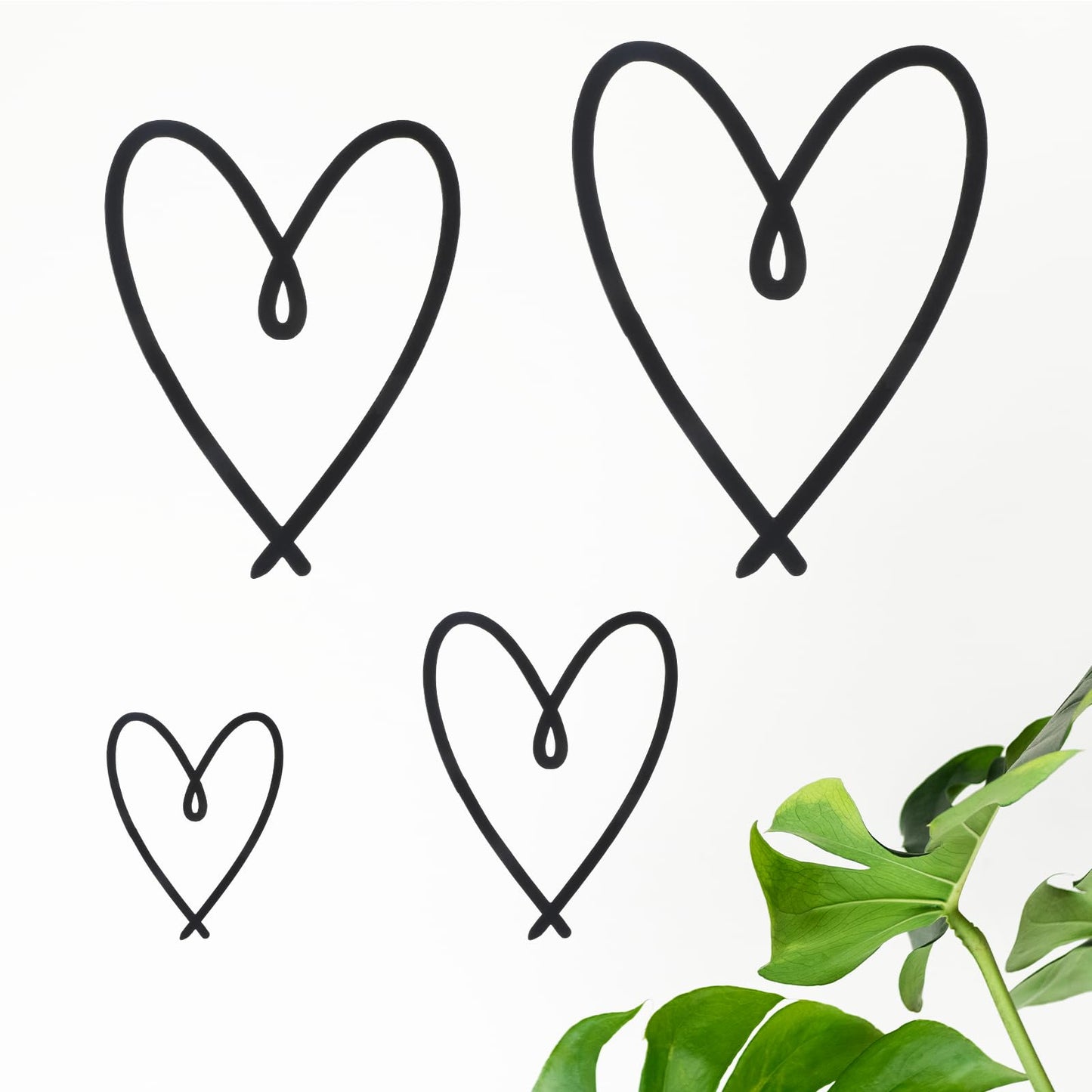 Tucnoeu 4pcs Black Infinity Heart Wall Decor Metal Heart Wall Art Decor Beautiful Bed Wall Decor for Room Living,Wedding Decor