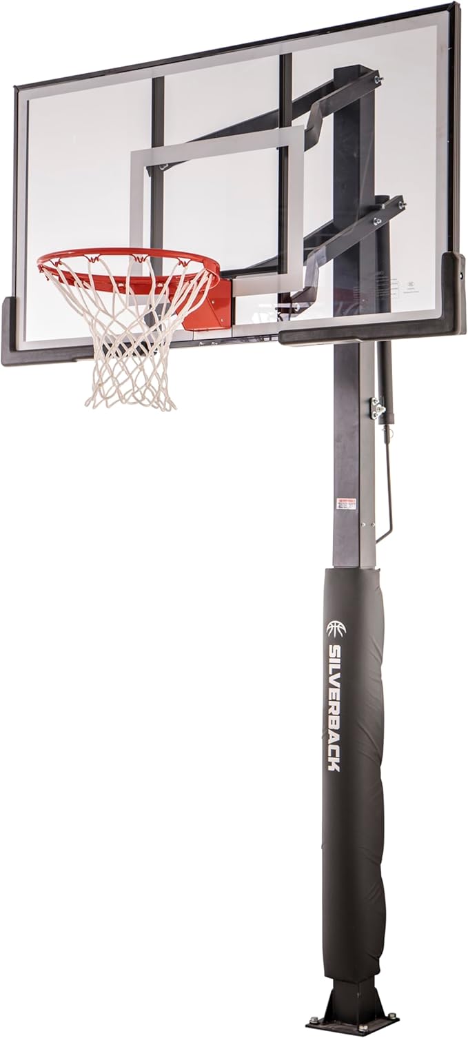 Silverback In-Ground Basketball Hoops, Adjustable Height Tempered Glass Backboard and Pro-Style Flex Rim. - Multiple Styles Available