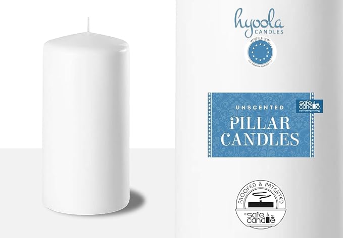 HYOOLA White Pillar Candles 2x4 Inch - 12 Pack Unscented Bulk Pillar Candles - European Made