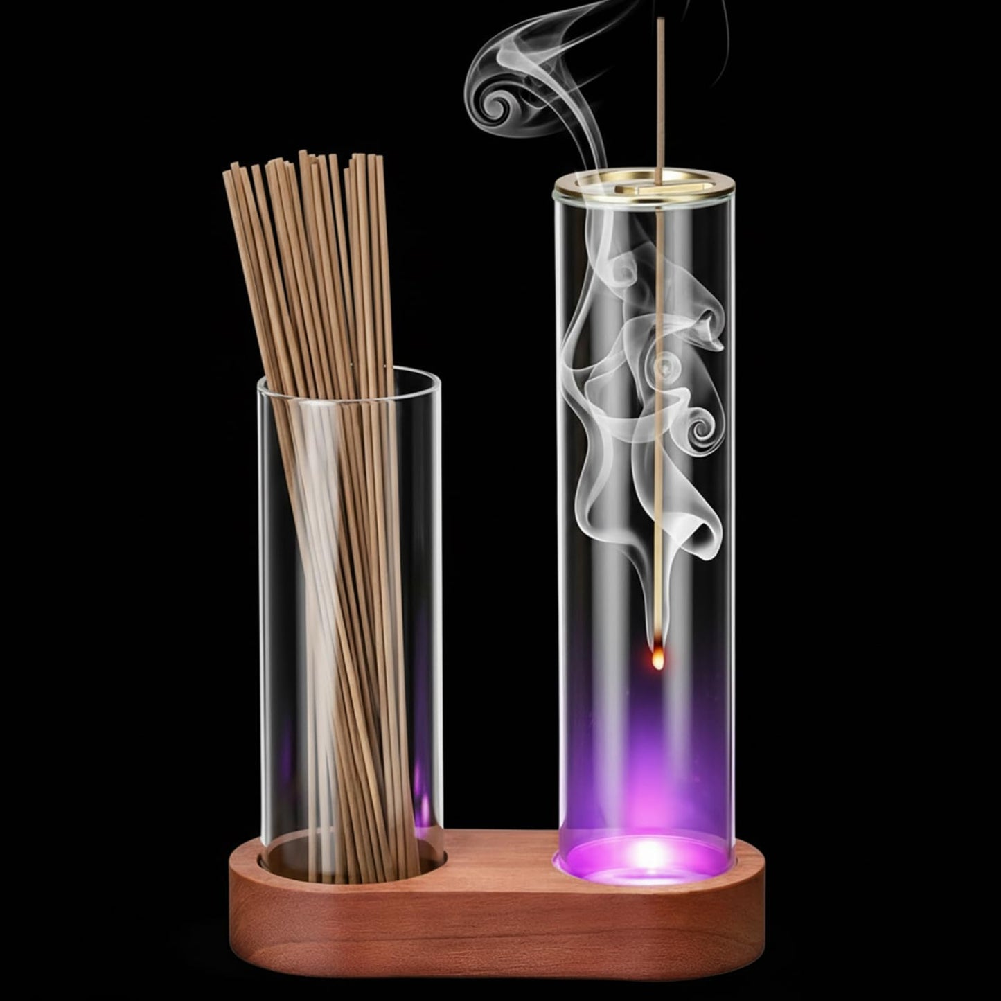 Gandeer Glass Glowing Incense Holder, Incense Sticks Burner Holder with Storage, Hang Upside Down Incenses Holders for Sticks with Glass Ash Catcher for Meditation Yoga Spa Room Decor(Classic)