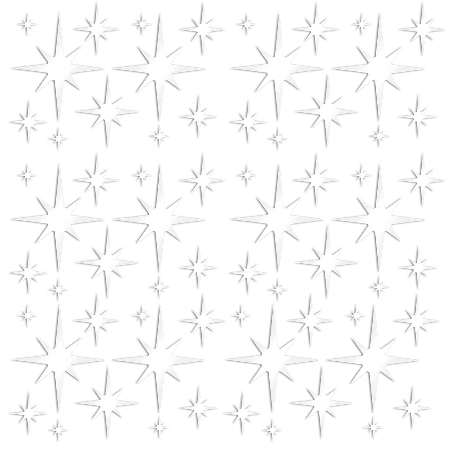 ELANE 100 Pcs Star Wall Decals Acrylic Star Mirror Wall Stickers Decor for Bathroom (Silver)