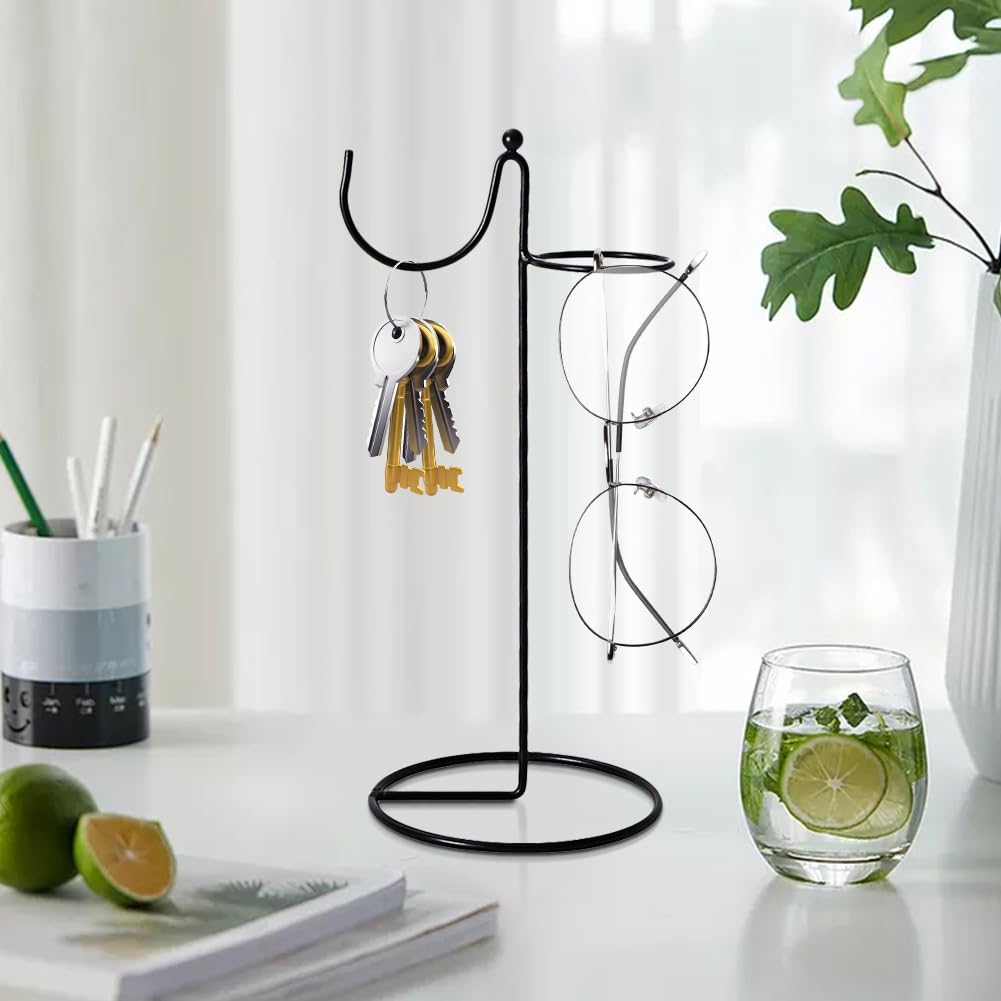 YY YEARCHY Ornament Display Stand Iron Hanging Stand Flower Pot Rack Holder Pothook for Hanging Glass Globe Air Plant Terrarium Witch Ball Home Wedding Christmas Decoration (9.65"x4.33"x4.33", Black)