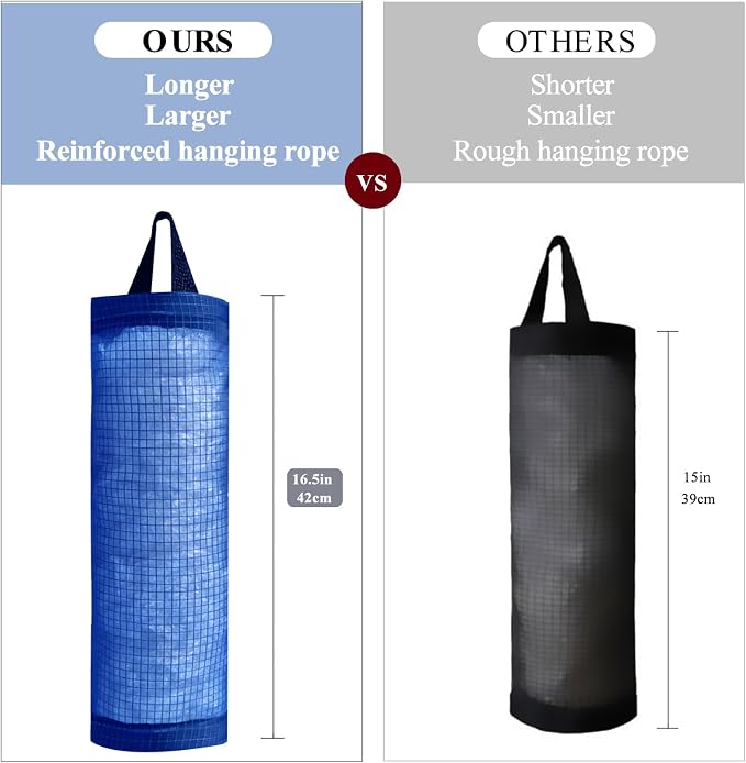 TOGETRUE Plastic Bag Holder, Mesh Grocery Bag Holder Hanging Storage Bag Dispenser (Navy Blue 2 Packs)