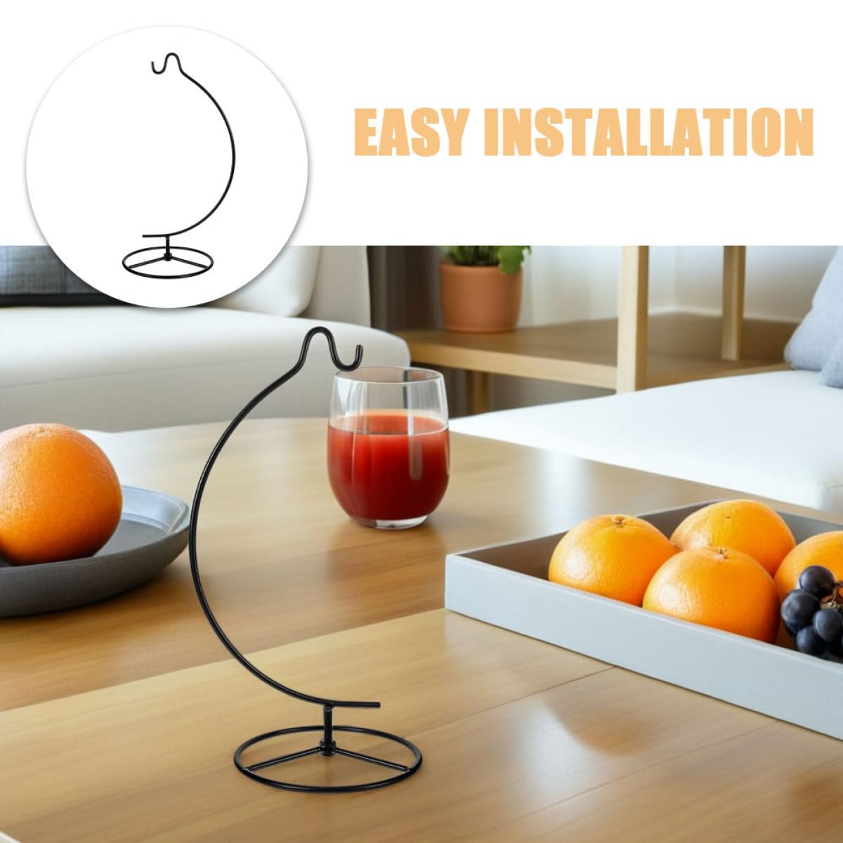Abaodam 2pcs Iron Hanging Ornament Display Stand Moon-shaped Pothook Holder Metal Air Plant Stand Holder for Home Wedding Indoor Décor