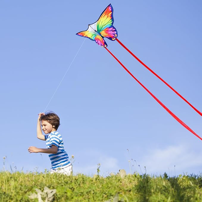 Butterfly Kites for Kids & Adults, Easy to Fly Design with Long Tail for Stability, for Kids Ages 4-8 & Beginners, Beach & Park Use | Family Outdoor Fun