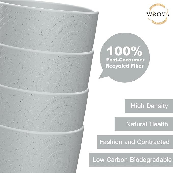 Wrova Wheat Straw Cups 8 PCS Good Alternative to Plastic Reusable Cups 12 oz Unbreakable Drinking Cup Reusable Dishwasher Safe Water Plastic Glasses Light Grey