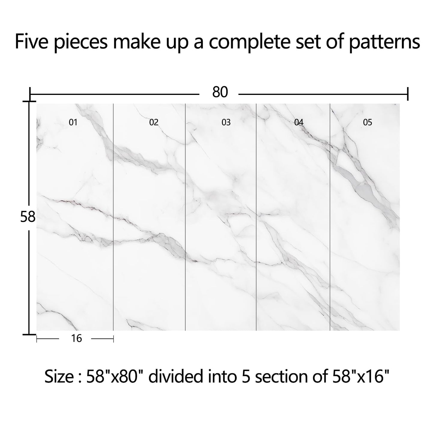 GLWYHY - Elegant White Marble Pattern self-Adhesive Mural and Light-Colored Striped Peel-and-Stick Bedroom Wallpaper - 58"x80"