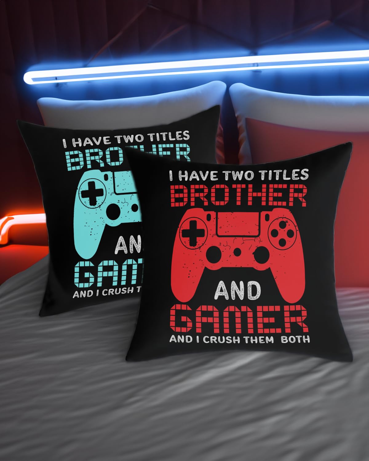 PreLiving Funny Gaming Throw Pillow Cover, Gamer Gifts for Teenage Boys, Gift for Grandson Son, Kids Boys Gaming Room Decor, 18 × 18 Inch(No Insert Inclued
