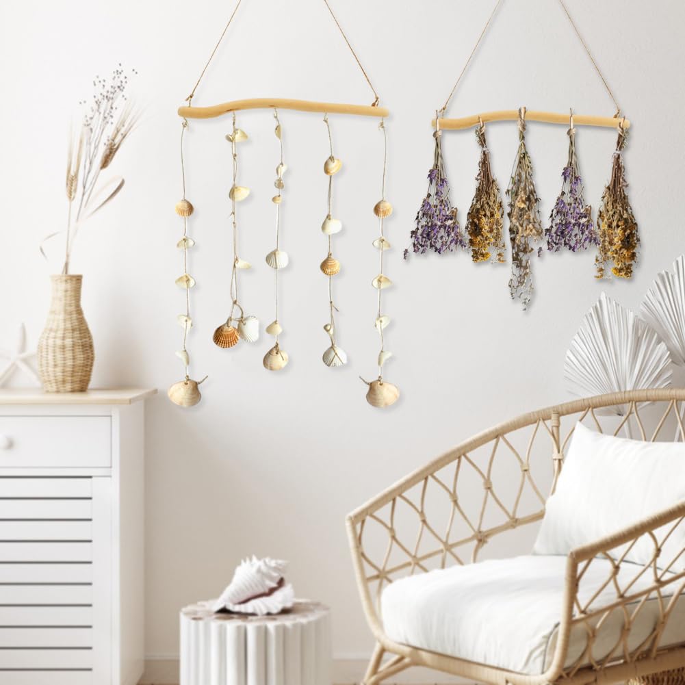 YOSINXU 2Pcs 15 Inch Driftwood for Crafts Natural Driftwood Decorative Branches, Home Wall Hanging Decor Jewelry Organizers with 5 Hooks, Handcrafted from Natural Drift Wood for Keys Hats Entryway
