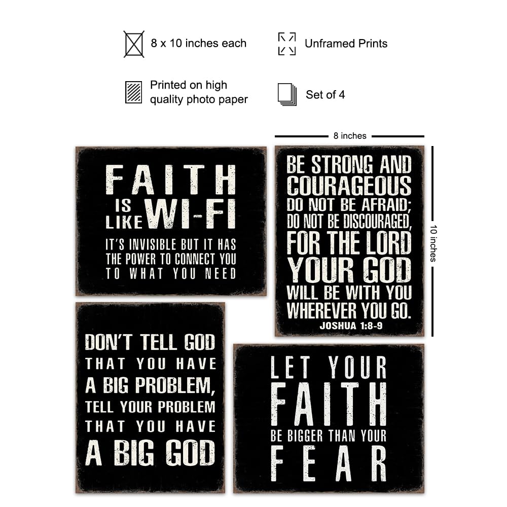 Bible Verse Quotes Wall Decor - Inspirational quote Christian Gifts for Men - Christian Wall Art - religious Signs - Scripture Decor - God Decoration - spiritual positive Motivational poster Set